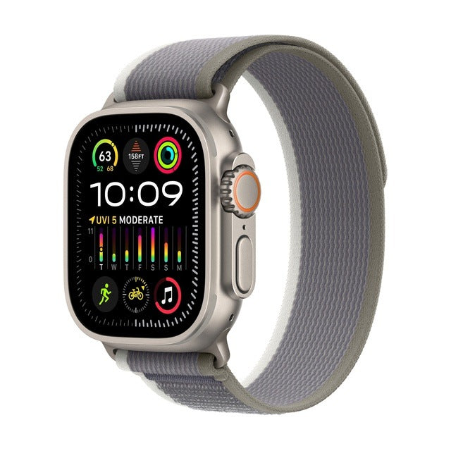 Apple Watch Ultra 2 GPS + Cellular (Titan Silbergrau) - 49mm - Trail Loop S/M Grün/Grau