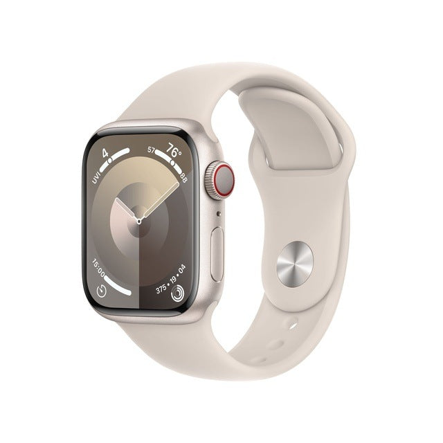 Apple Watch Series 9 GPS + Cellular (Aluminium Mitternacht) - 41mm - Sportarmband S/M Polarstern
