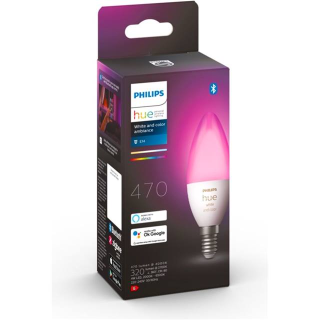 Philips Hue White & Color Ambiance, 5.3W, E14, Candle, opal