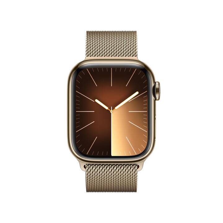 Apple Watch Series 9 GPS + Cellular (Edelstahl Gold) - 41mm - Milanaise Gold