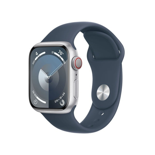 Apple Watch Series 9 GPS + Cellular (Aluminium Mitternacht) - 45mm - Sportarmband M/L Sturmblau